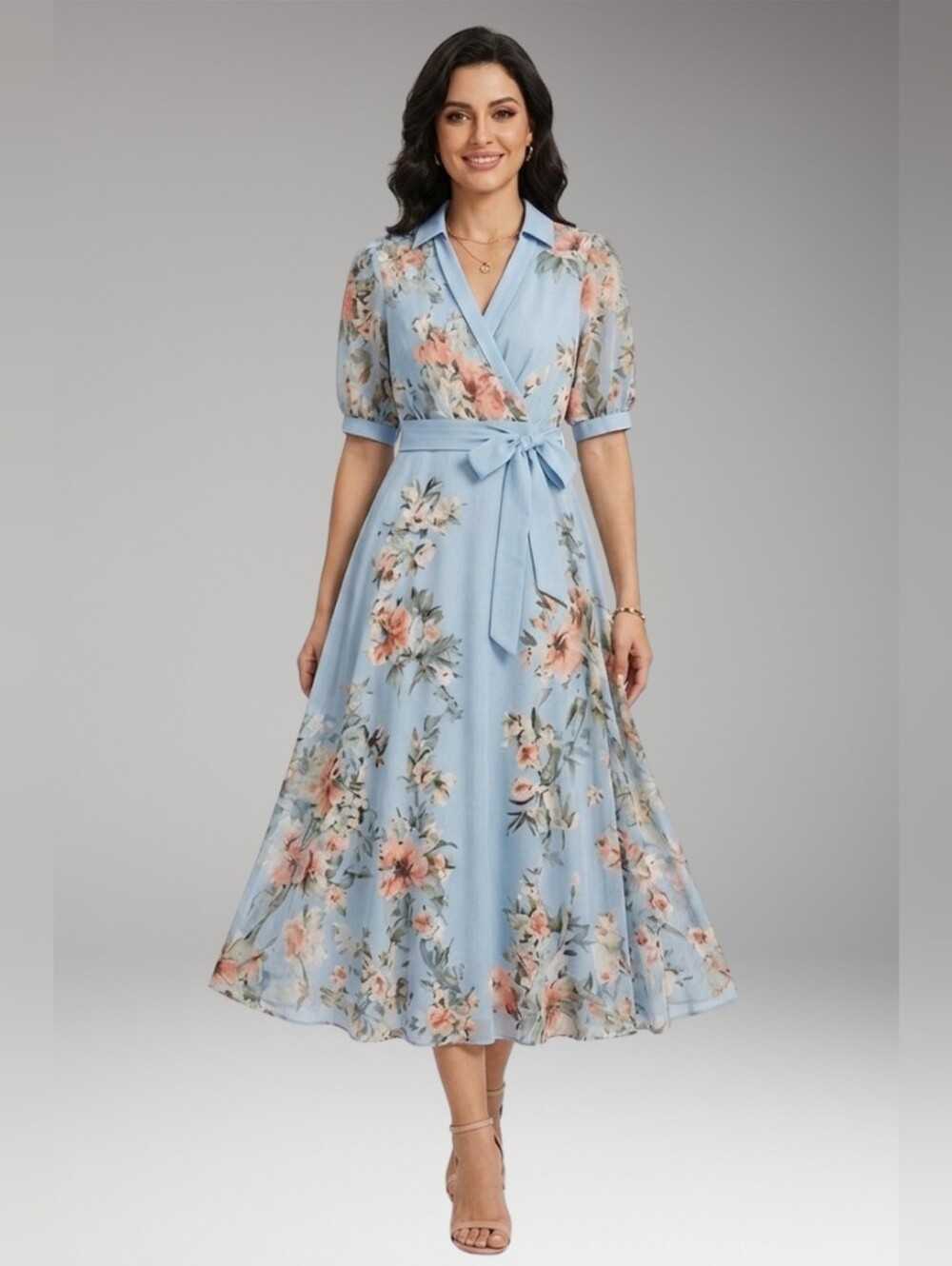 Made With Love Chic Floral Maxi Dress in Light Blue